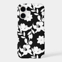 Dessin floral blanc avec perles sur fond noir