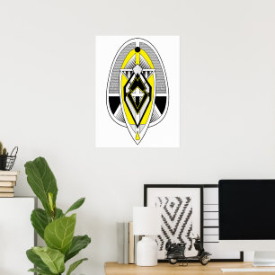 Dessin géométrique jaune et noir gras Art Déco