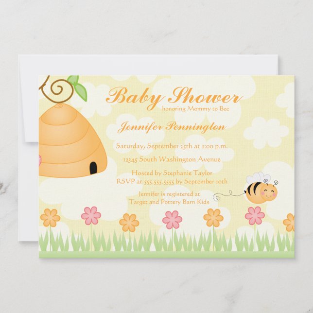 Dessin humoristique doux bumble invitation au baby (Devant)