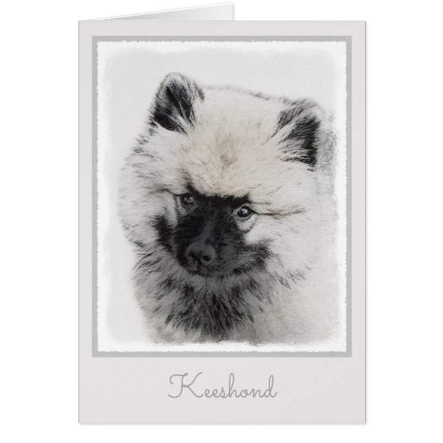 Dessin Keeshond Chiot - Joli dessin original Chien (Devant)