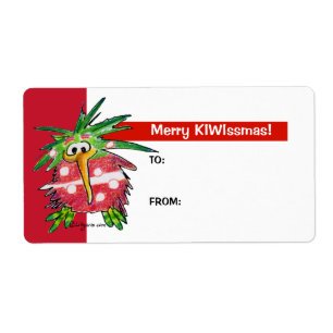 Dessin Kiwi Bird Cute Christmas Gift Tag Étiquett
