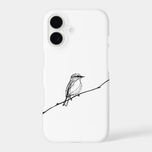 Dessin minimaliste d'un oiseau sur une branche en