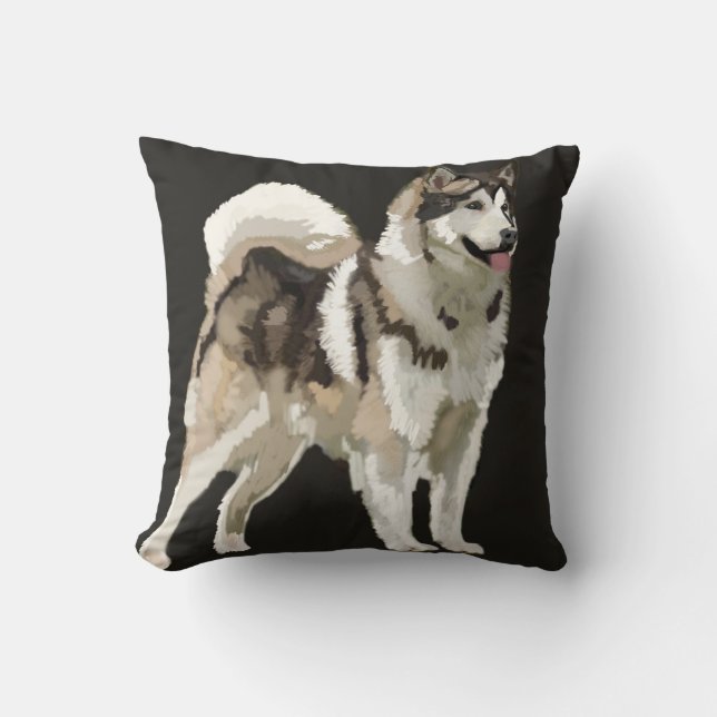 Dessin numérique Husky sur coussin (Recto)