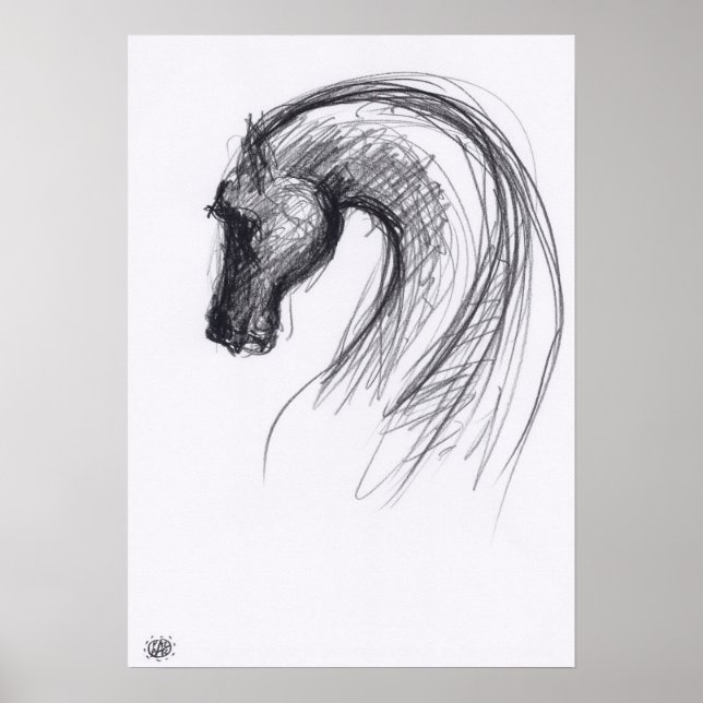 Dessin original 1 Cheval Année Poster Zodiac (Devant)