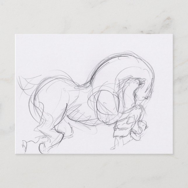 Dessin original 3 Cheval Année Zodiac Carte postal (Devant)
