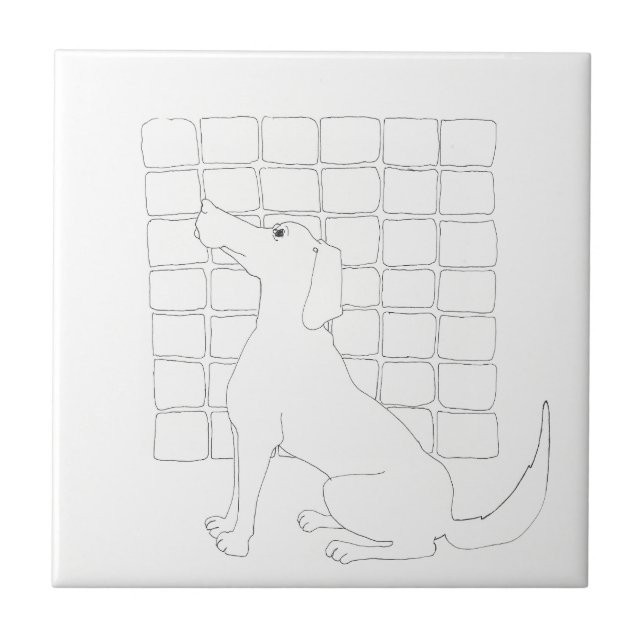 Dessin original Chien chinois Année 2018 Carreaux (Devant)