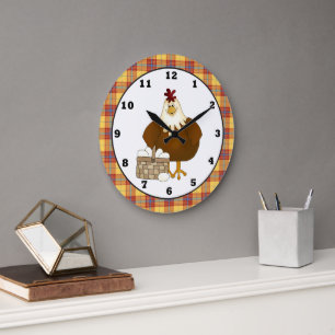 Dessin Poulet de cuisine horloge murale
