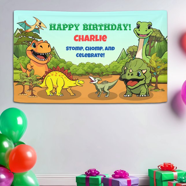 Dessin Préhistorique Dinosaur Bannière de fête d'a (Créateur téléchargé)