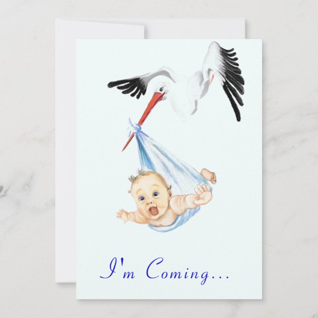 Dessin sucré Fun Stork Baby shower Invitation (Dos)