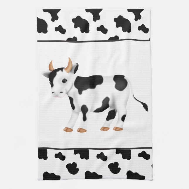 Dessin Vache de campagne serviette de cuisine (Vertical)