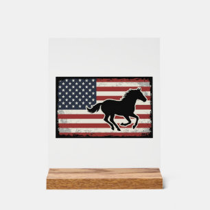 Dessin vectoriel de cheval vintage avec drapeau am