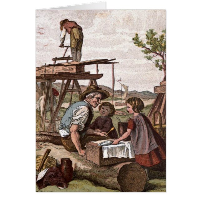 Dessin vintage : Travailleurs de la construction (Devant)