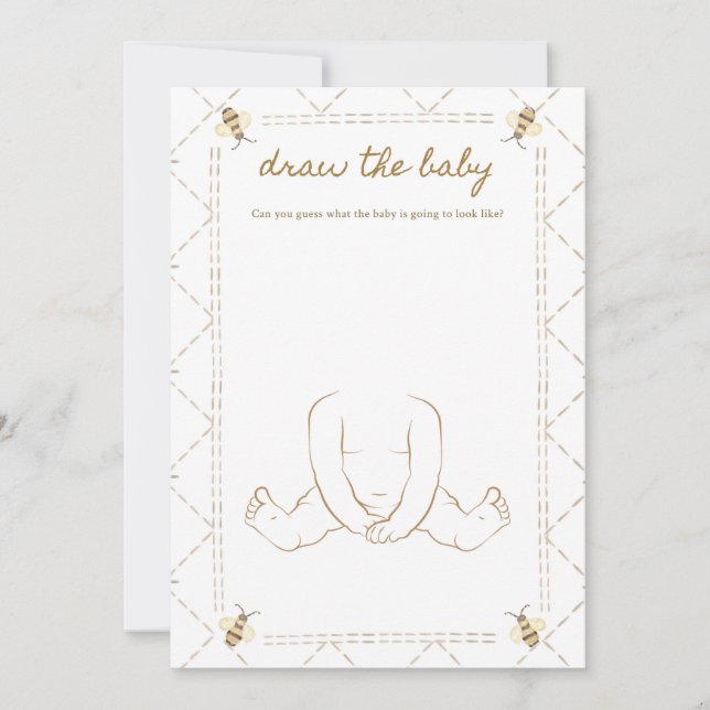 Dessiner Baby Honey Bee Baby shower Cartes de jeu (Devant)