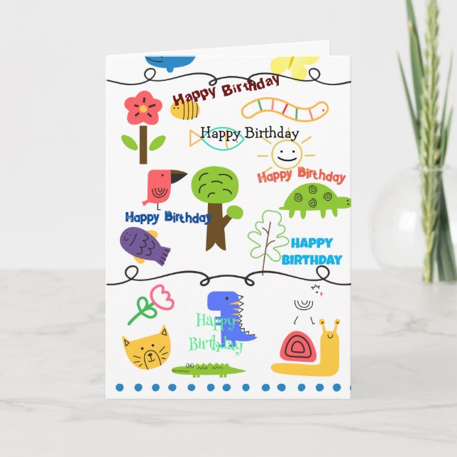 Dessins à thème animal enfants Carte d'anniversair (Devant)