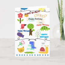 Dessins à thème animal enfants Carte d'anniversair