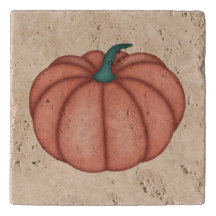 Citrouille orange foncé sur Trivet crème
