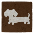 Dachshund Brown Travertine Trivet de Pierre Doxie