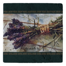 Dessous-de-plat Lavande violette rustique Cottagecore Pierre verte