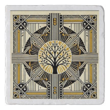 Trivet Art Déco Soleil & Arbres