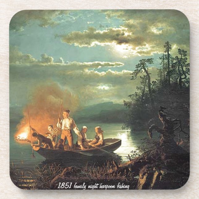 Dessous-de-verre "1851 pêche au harpon de nuit familiale" (Devant)