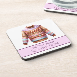 Dessous-de-verre 1ère place gagnante Laid Sweater Concours Pink Pur