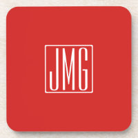 3 Initiales Monogramme | Rouge et blanc (ou couleu
