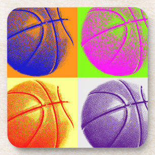 Dessous-de-verre 4 couleurs Pop Art Basketball