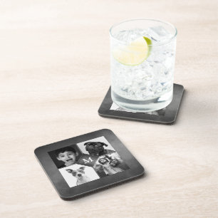 Dessous-de-verre 4 Photos de famille Noir Blanc Chalboard Monogramm