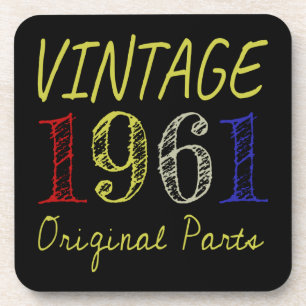 Dessous-de-verre 60e anniversaire Cadeau Vintage 1961 Pièces origin