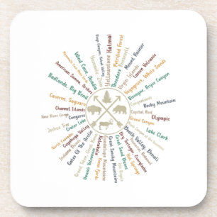 Dessous-de-verre 63 Carte des parcs nationaux Cadeaux US Park Campi