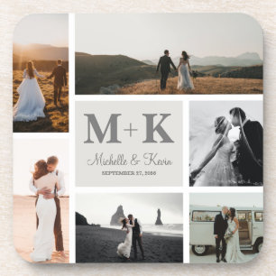 Dessous-de-verre 6 Photo Wedding Collage Newlyweds Keepsake