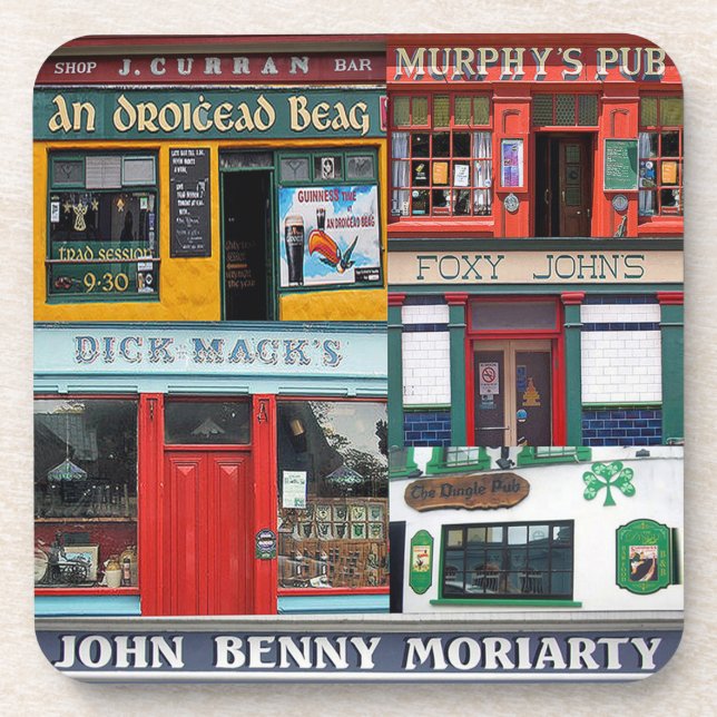 Dessous-de-verre 6 Pubs irlandais en plastique, Dessous de verre, D (Devant)