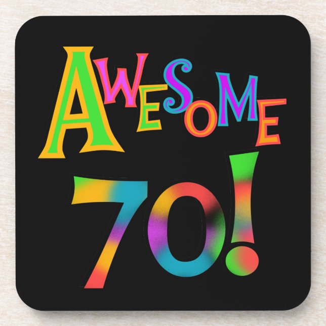 Dessous-de-verre 70 superbes T-shirts et cadeaux d'anniversaire (Devant)