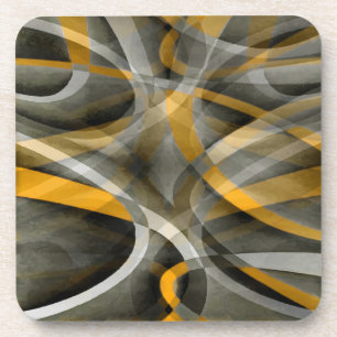 Dessous-de-verre 80 Mustard rétro Jaune et gris Abstrait Cu