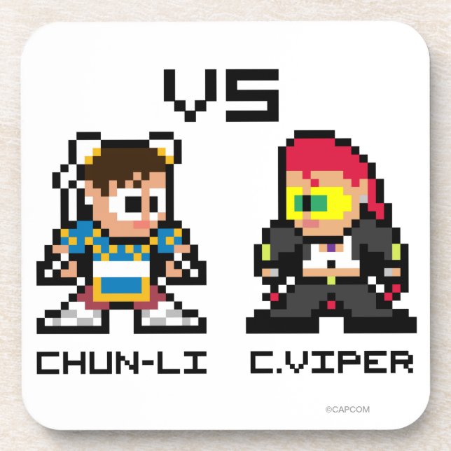 Dessous-de-verre 8bit Chun-Li CONTRE C.Viper (Devant)