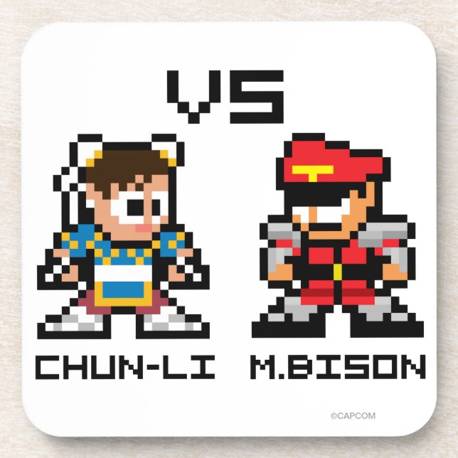 Dessous-de-verre 8bit Chun-Li CONTRE M.Bison (Devant)