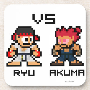 Dessous-de-verre 8bit Ryu CONTRE Akuma