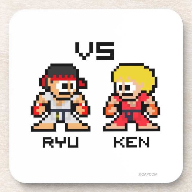 Dessous-de-verre 8bit Ryu CONTRE Ken (Devant)