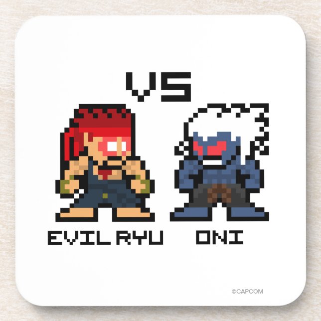 Dessous-de-verre 8bit Ryu mauvais CONTRE Oni (Devant)