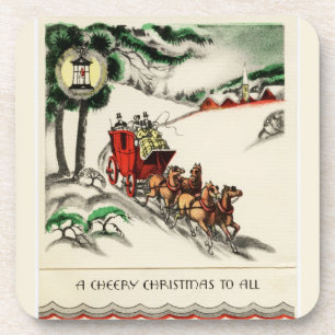 Dessous-de-verre A Cheery Horse and Carriage Christmas