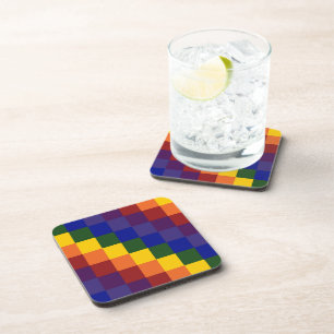 Dessous-de-verre à damiers arc-en-ciel
