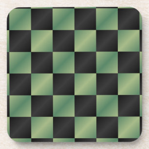 Dessous-de-verre À damiers moderne vert olive noir dégradé
