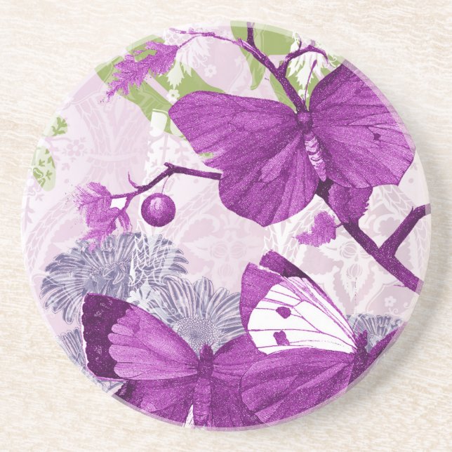 Dessous de verre à papillons violets (Devant)