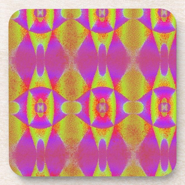 Dessous de verre Abstrait de boisson rose et jaune (Devant)