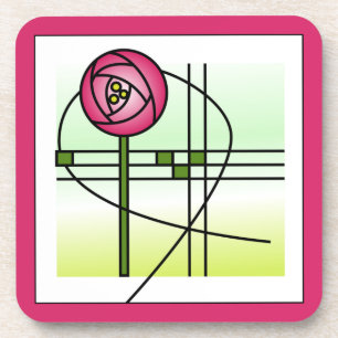 Dessous-de-verre Abstrait Glasgow Rose Beverage Coaster
