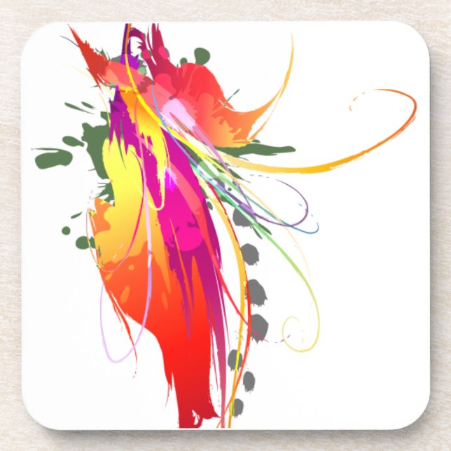 Dessous-de-verre Abstrait Oiseau de Paradise Paint Splatters (Devant)