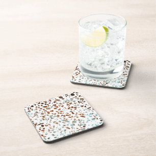 Dessous-de-verre Abstrait Terrazzo Mosaic rouille Brown & Motif ble