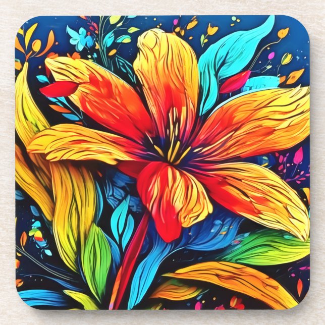Dessous-de-verre Abstraite flambée florale (Devant)