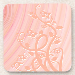 Dessous-de-verre Abstraite Peach Pink Spirals Vines Fleurs