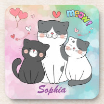 adorable chats gris Meow Love Personnalisé